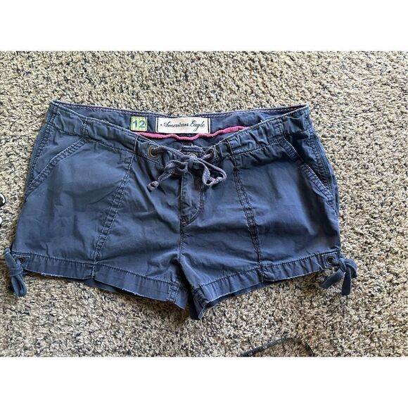 Vintage American eagle live your life shorts, size 12 blue with iconic pink eagl - Picture 1 of 9